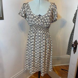 ANTHRO COREY LYNN CALTER Geometric Silk Dress - Women's Flutter Sleeve Dress